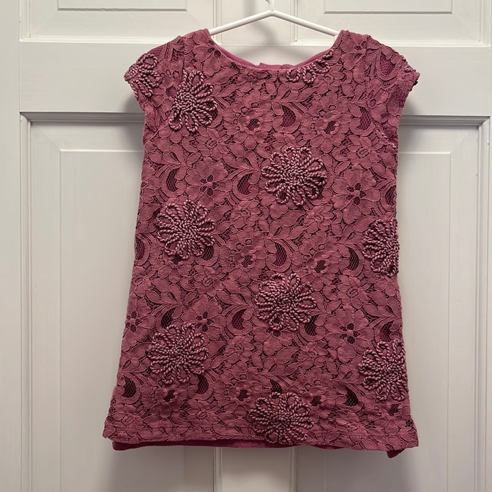 {Genuine Kids by Osh Kosh} Mulberry Lined Dress with Lace and Appliqué Overlay